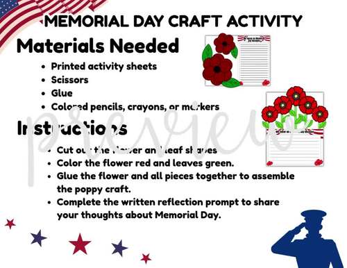 Memorial Day Wreath | Memorial Day Writing | Poppy Wreath | 3rd Grade