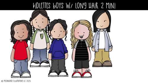 Kidlettes clip art, Boys with Long Hair Set 2 Mini by Melonheadz Clipart