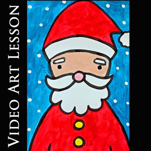 Preview of SANTA IN SNOW Video Art Project | CHRISTMAS Directed Drawing & Painting Lesson