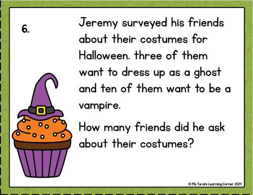 Halloween Word Problem Task Cards With Editable Pages