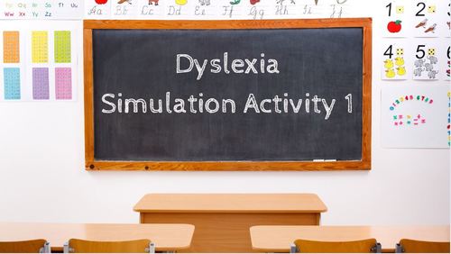 Preview of UPDATED Dyslexia Simulation Activity #1