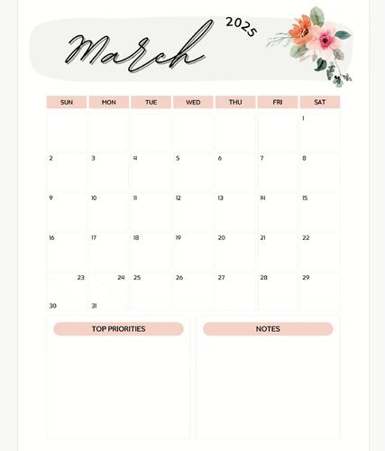 2025 Floral Monthly Calendar by Hustle like a Mother | TPT