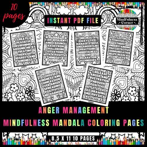 Anger Management Activity Coloring Sheets for Young Learners, SEL ...