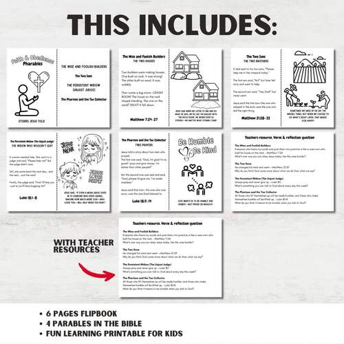 Bible Craft Kit for Kids, Printable Parables Activities for Sunday School