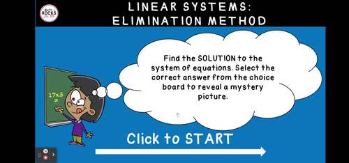 Solve Linear Systems By Elimination Mystery Picture For Google™ Slides 10th