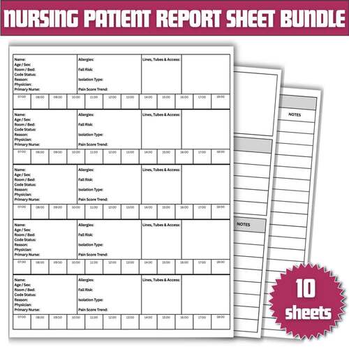 Nurse Patient Report Sheet Bundle | Clinical Handoff & Shift Tools PDF