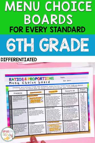 6th Grade Math Choice Board Mega Bundle - Year Long ...