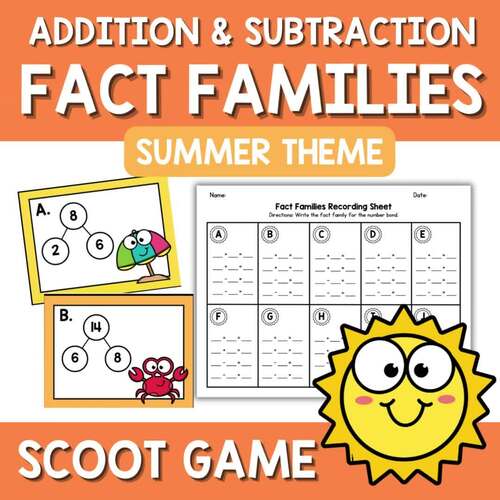 Summer Fact Families Addition Subtraction Family Scoot Game Task Cards