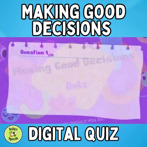 Making Good Decisions Social Language Problem Solving Digital Quiz