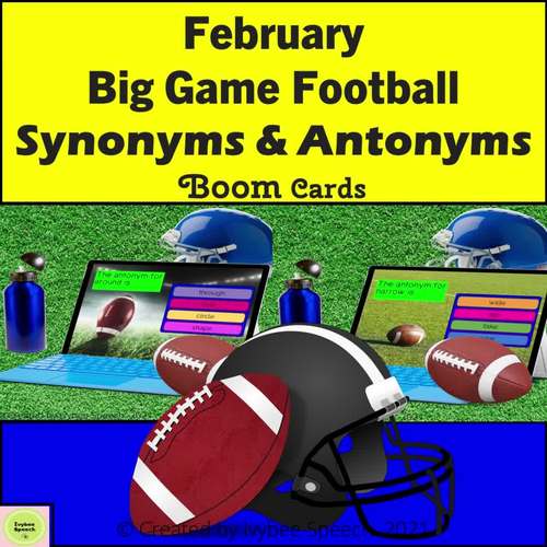 February Big Football Game Synonym and Antonym Digital Task Boom Cards
