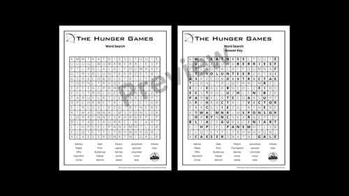Crossword Puzzle and Word Search Bundle for The Hunger Games Trilogy