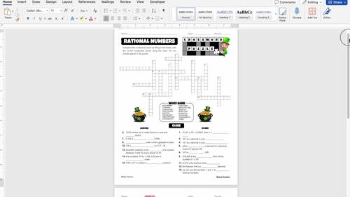 7th Grade Math Fun St. Patrick's Day Worksheet Rational Numbers Spiral ...