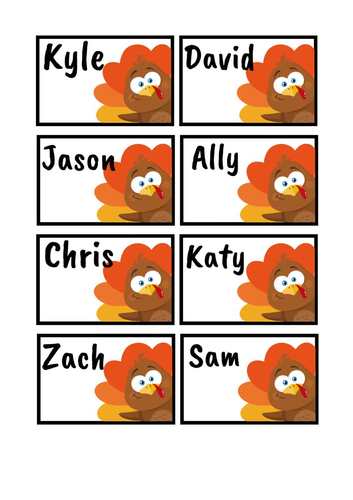 Turkey Student Name Labels → EDITABLE / PRINTABLE Classroom Tags / Cards
