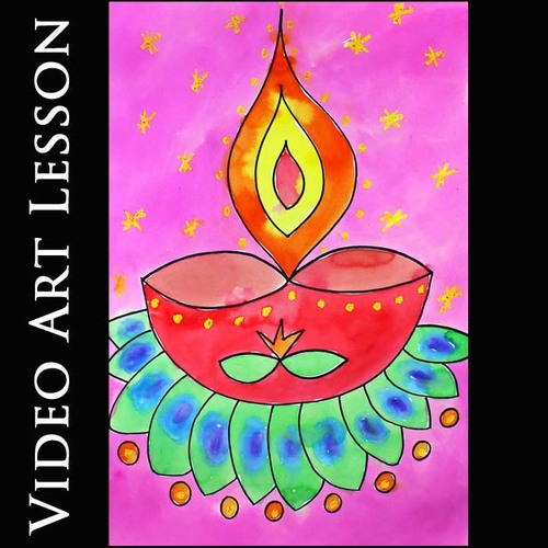 DIWALI Art Project | EASY DIYA CANDLE Activity Drawing & Painting Lesson