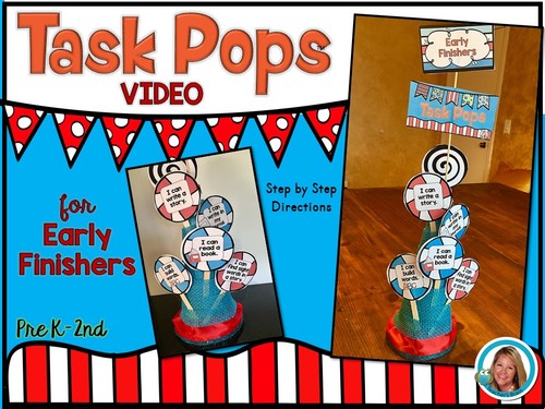 Preview of Early Finishers Task Cards Kindergarten 1st 2nd Grade - TASK POPS Video Tutorial
