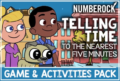 Preview of Telling Time to the Nearest 5 Minutes AM/PM Song with Worksheets, Bingo, & MORE!
