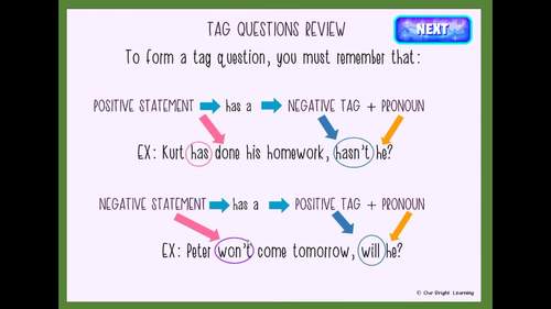 Tag Questions | 2 | ESCAPE ROOM | BOOM Cards | Distance Learning