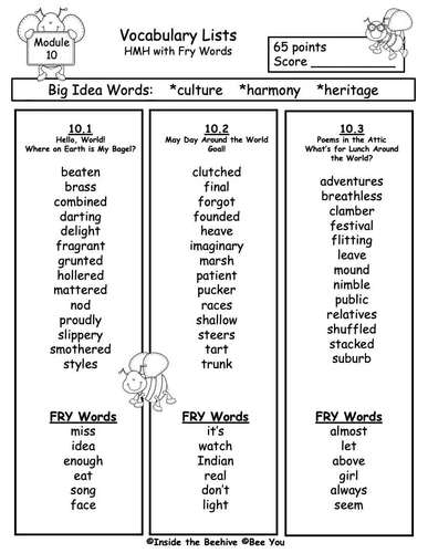 Hmh into reading 2019 module 10 by inside the beehive tpt