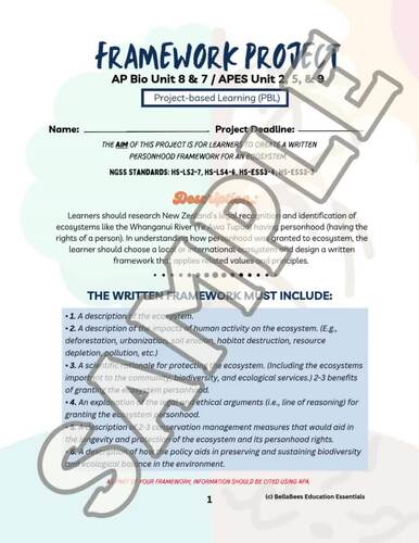 PBL Activity – Framework Project (AP BIO UNIT 8 & 7 / APES UNIT 2, 5, & 9)