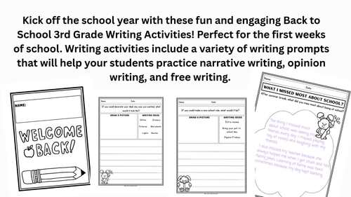 Back To School 3rd Grade Writing Activities Narrative Opinion Free Writing