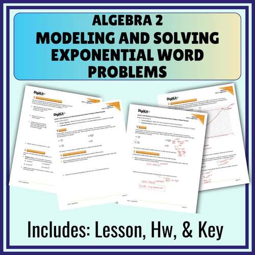 Modeling Exponential Word Problems, Worksheets 10th-12th Grade Algebra 2