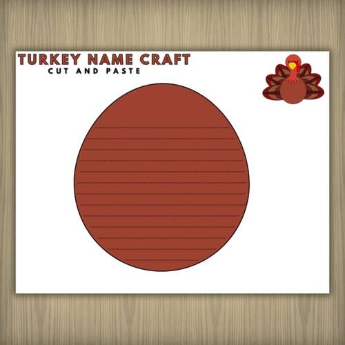 Turkey Name Craft Activity | Thanksgiving Cut and Paste | Fine Motor ...