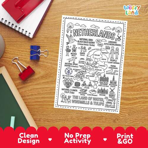 Netherlands Country Study | Holland Geography Coloring Page | Doodle ...