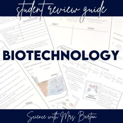 Biotechnology Study Guide Review with Answer Key by Science with Mrs Barton