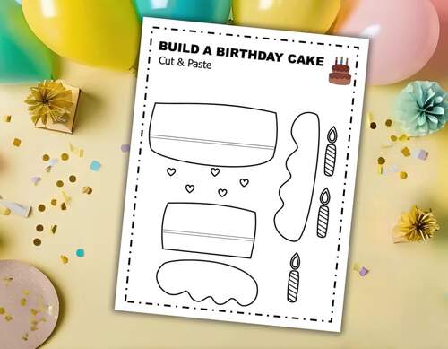 Birthday Cake Craft Template|Cut & Paste|Birthday Activities ...