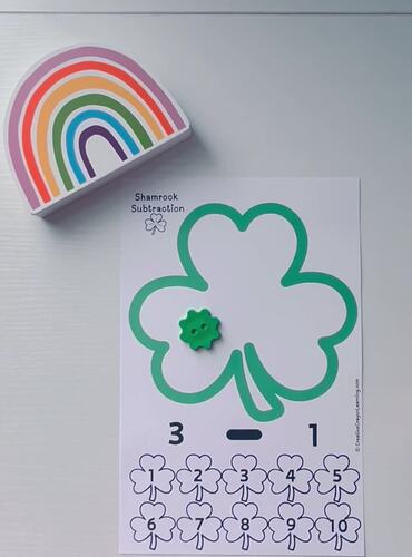 Kindergarten St. Patrick’s Day Subtraction to 10 Center – Hands-On