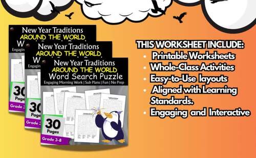 New Year Traditions Around the World Word Search 4th,5th,6th,7th,8th ...