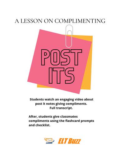 Post Its. Video Lesson. Compliments. Behavior. Kindness. ELA. ESL. EFL.