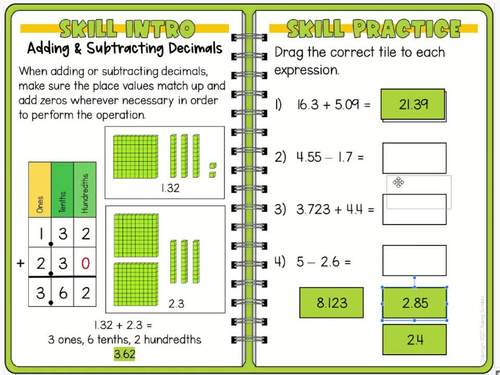 Decimal Operations 5th Grade Digital Math Practice & Quiz Google