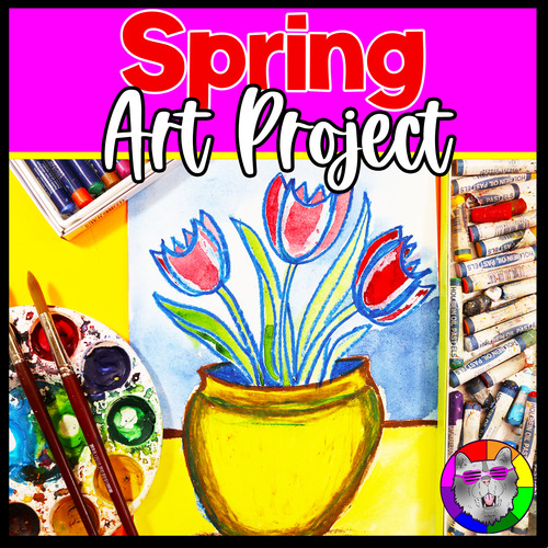 Preview of Spring Art Lesson, Vincent van Gogh Vase of Tulips Art Project for Elementary