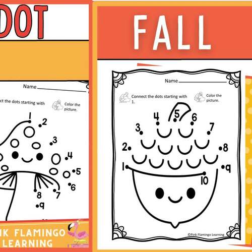 Fall Dot to Dot No Prep Early Finisher Worksheets by Pink Flamingo Learning