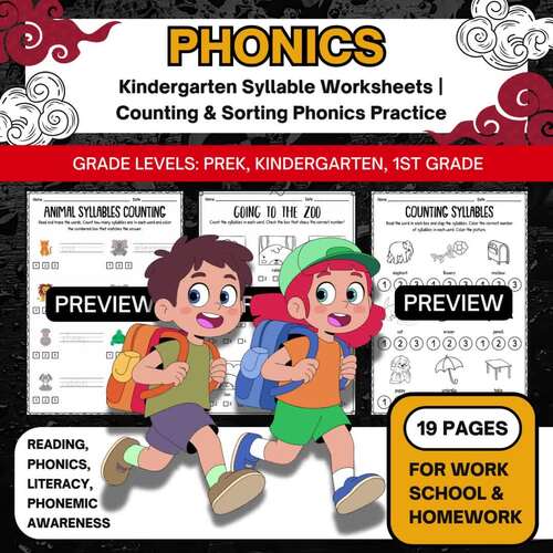 Kindergarten Syllable Worksheets | Counting & Sorting Phonics Practice ...