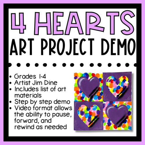 Preview of Art Project Teacher Demo - Four Hearts (Grades 1-4)