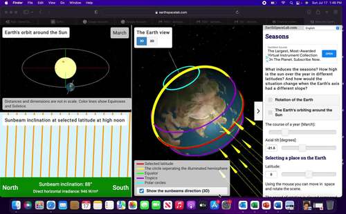 Earth's Rotational Axial Tilt at -23.5 degrees during March, June, Sept ...