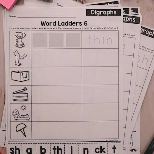 Phonics Word Ladders and Word Chains Games Worksheets for Science of