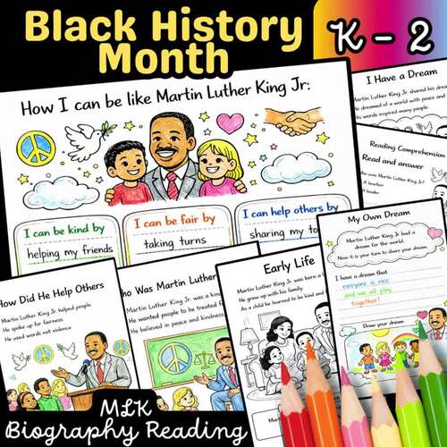 Martin Luther King Jr MLK Biography Reading Elementary | Black History ...
