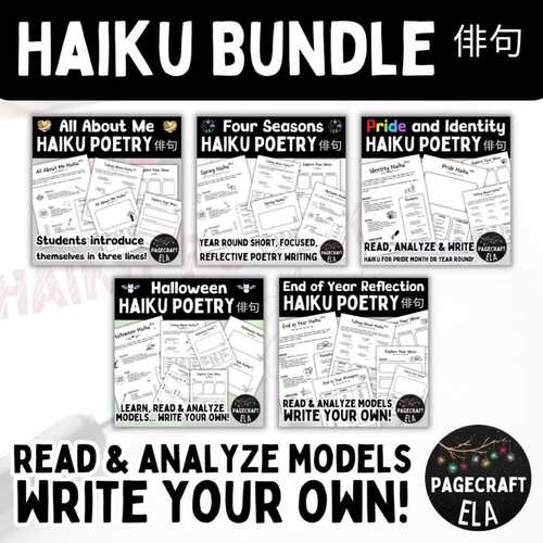 Haiku BUNDLE of Reading and Writing Activities Creative Writing Prompts