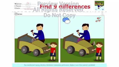 Find 9 Differences Worksheets | Spot the Difference | Visual Skills | SET 2