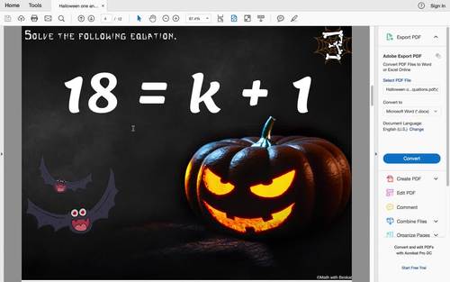 One and two & multi-step equations halloween stations activity | TPT