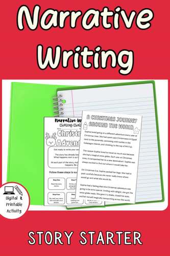 Christmas Narrative Writing Prompts & Template Creative Fun ELA Middle ...
