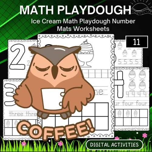 Ice Cream Math Playdough Number Mats Worksheets by GLD Worksheet Kids