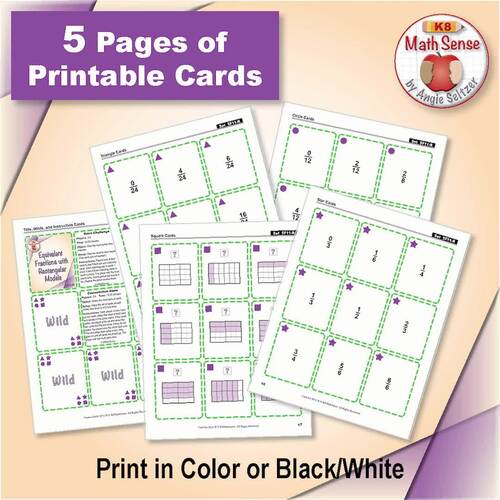 Equivalent Fractions with Rectangular Models: Math Sense Card Games 5F11-R