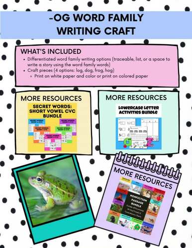 OG Word Family Phonics Writing Craftivity - Short O Phonics Writing & Craft