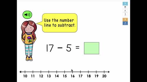 Boom Cards Subtract 2 Digit Numbers Minus 1 Digit Numbers Using a Number Line