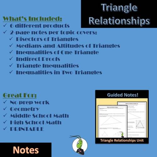Triangle Relationships Guided Notes for Geometry Unit 5 | TPT