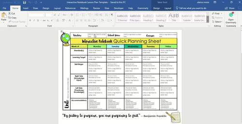 Interactive Notebook Lesson Plan Template by Ms Social Studies Teacher